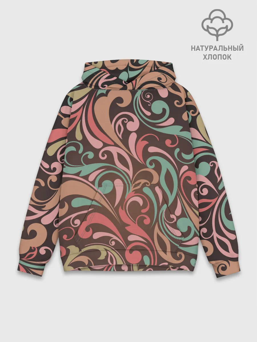 Худи мужской база хлопок / Узор хохломы