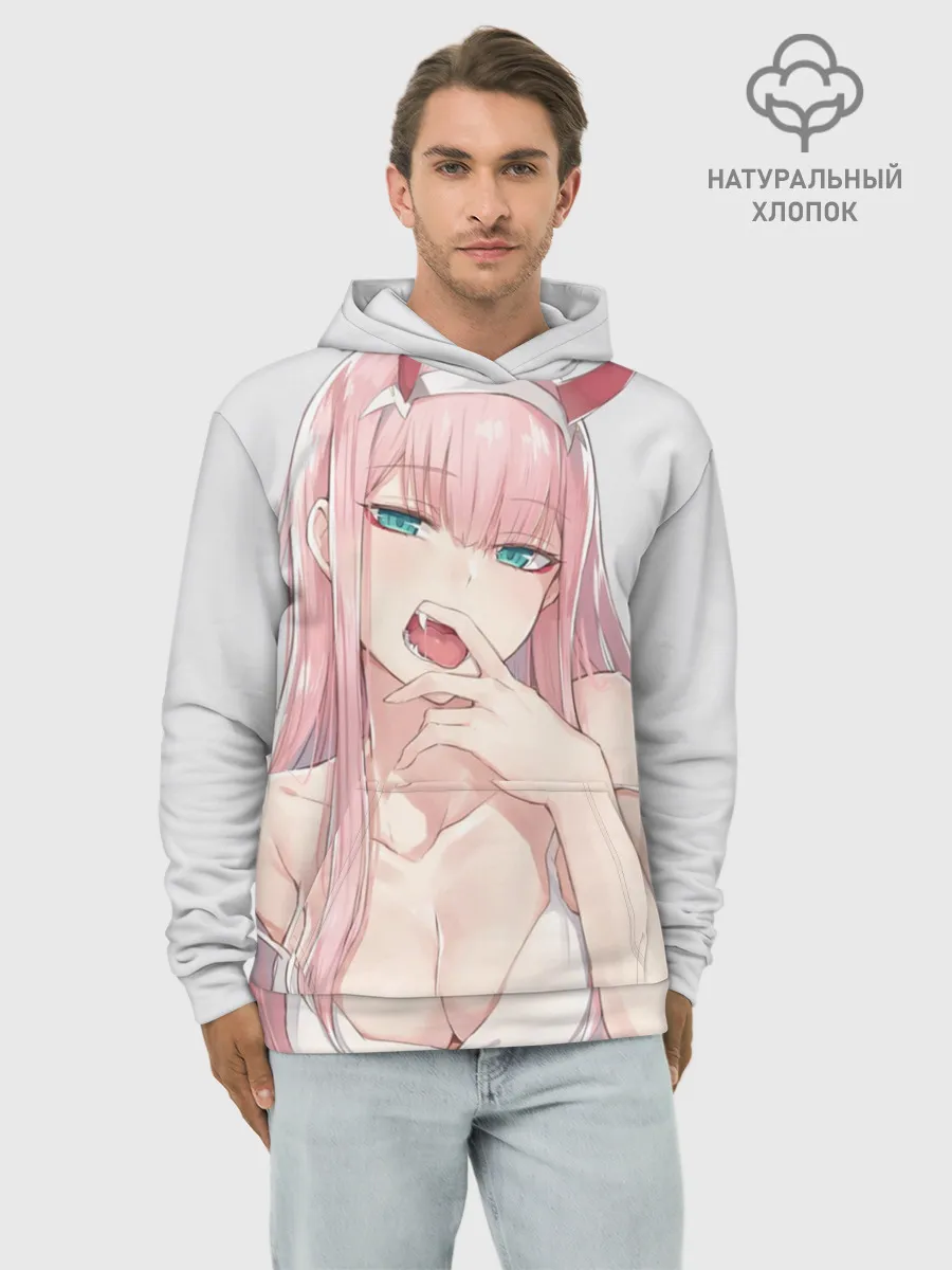 Худи мужской база хлопок / Ahegao Zero Two