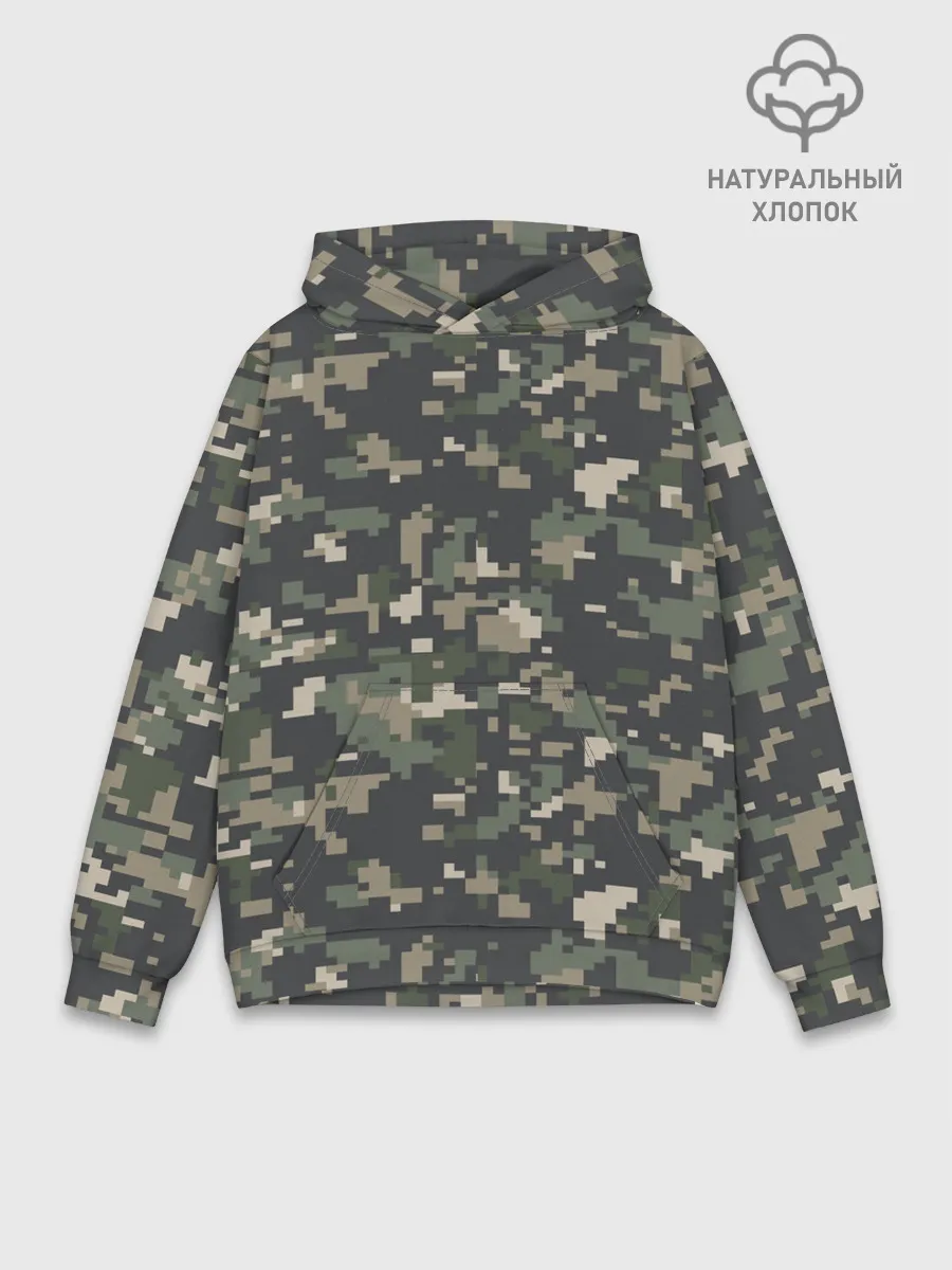 Худи мужской база хлопок / Пиксельный камуфляж