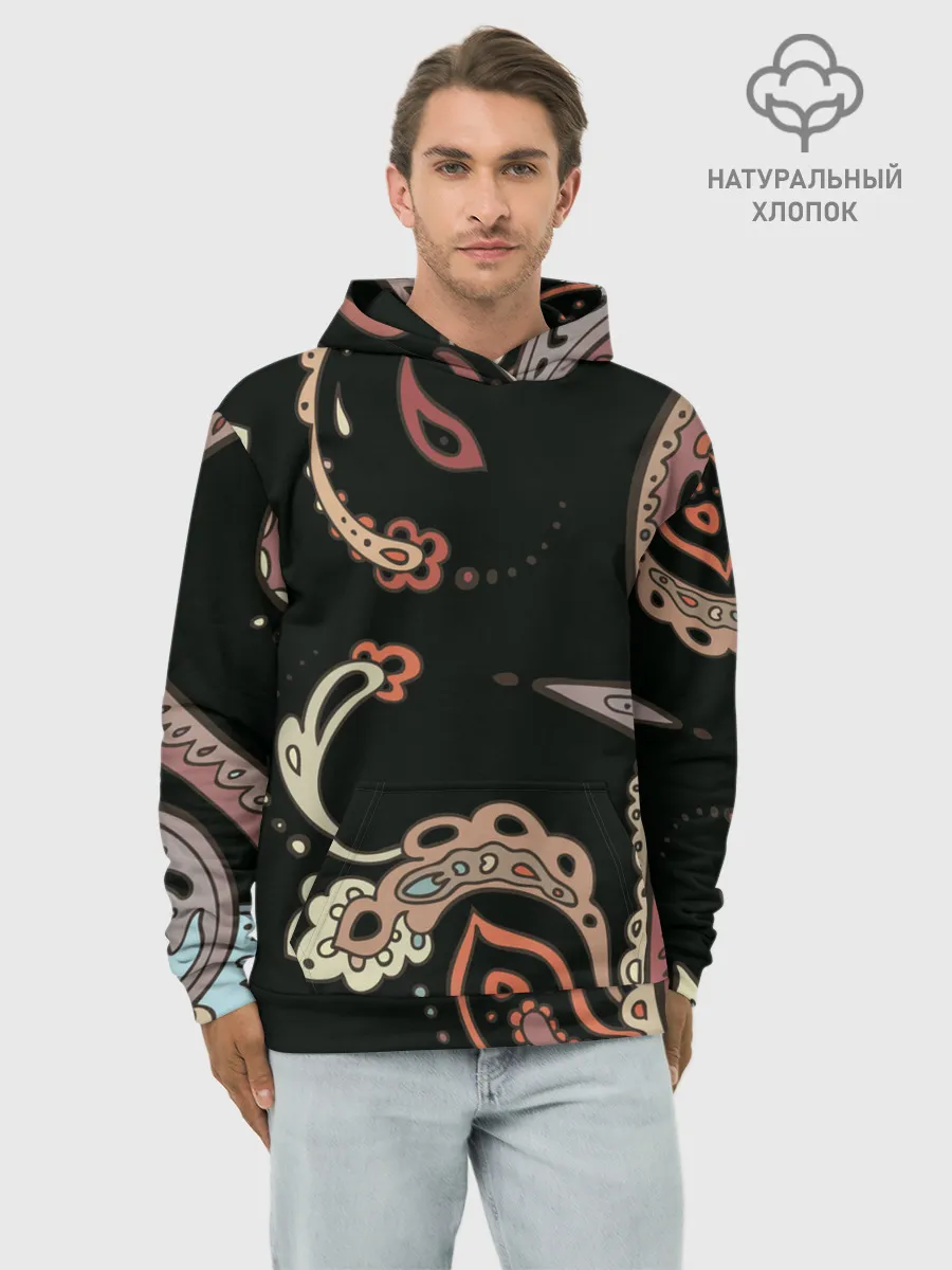 Худи мужской база хлопок / Расписной узор