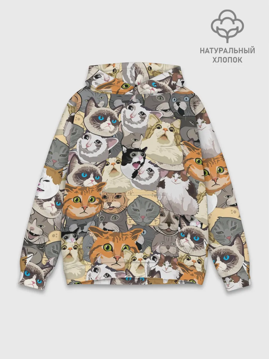Худи мужской база хлопок / ALL CATS MEMES