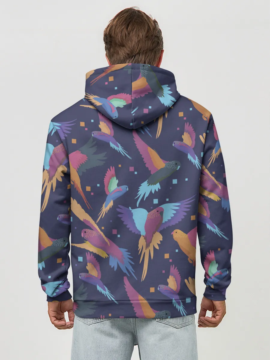 Худи мужской база хлопок / Райские попугаи