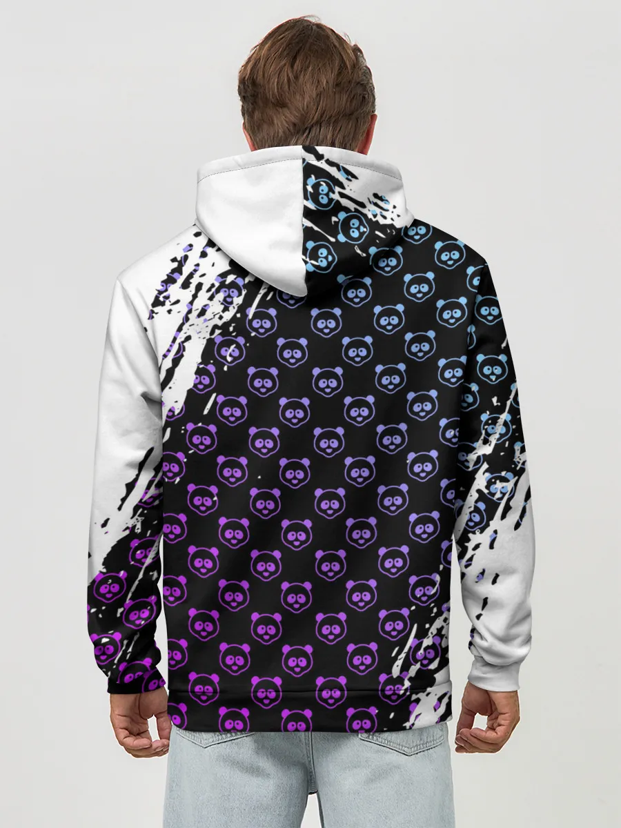 Худи мужской база хлопок / Монокума на фиолетовом паттерне