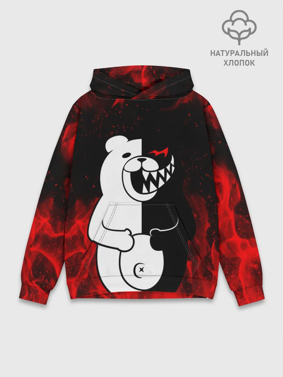 Худи мужской база хлопок / MONOKUMA В ПЛАМЕНИ / МОНОКУМА