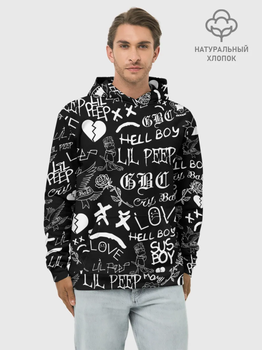 Худи мужской база хлопок / LIL PEEP LOGOBOMBING | ЛИЛ ПИП