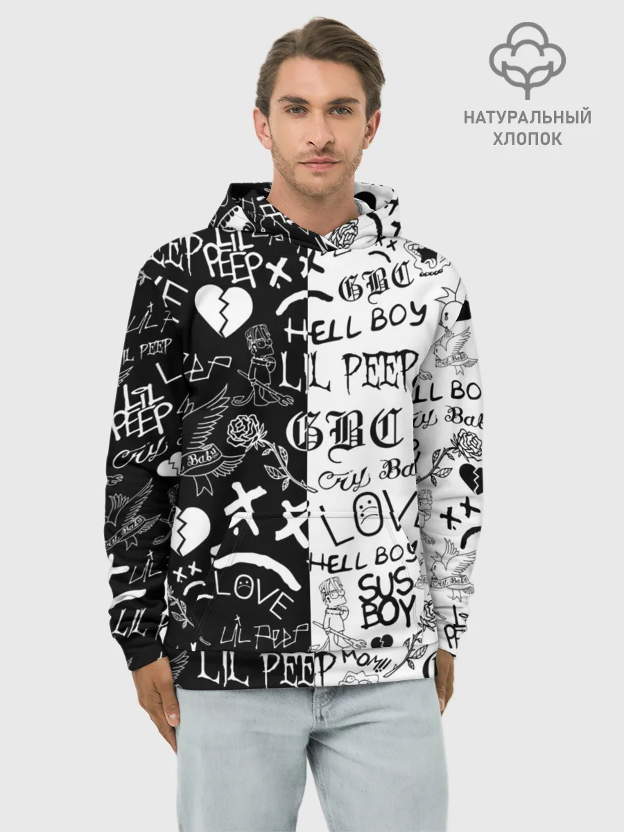 Худи мужской база хлопок / LIL PEEP LOGOBOMBING | ЛИЛ ПИП