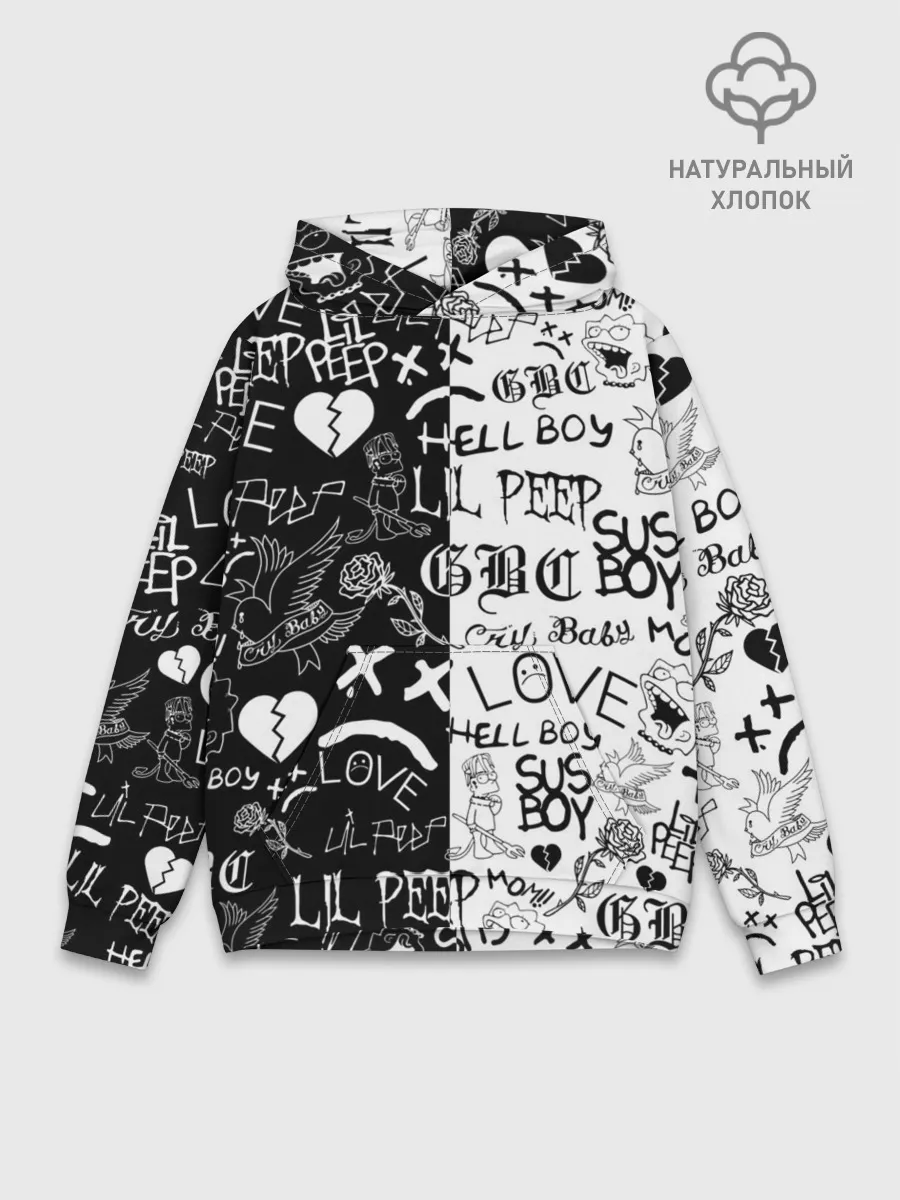 Худи мужской база хлопок / LIL PEEP LOGOBOMBING | ЛИЛ ПИП