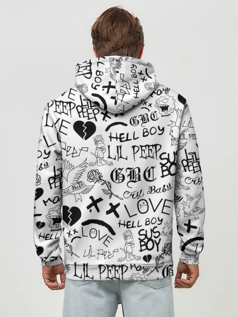 Худи мужской база хлопок / LIL PEEP | ЛИЛ ПИП LOGOBOMBING