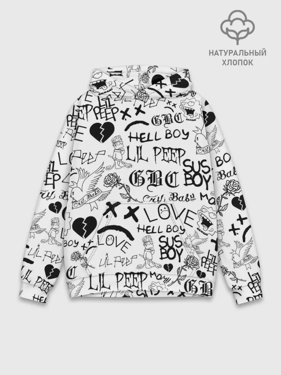 Худи мужской база хлопок / LIL PEEP | ЛИЛ ПИП LOGOBOMBING