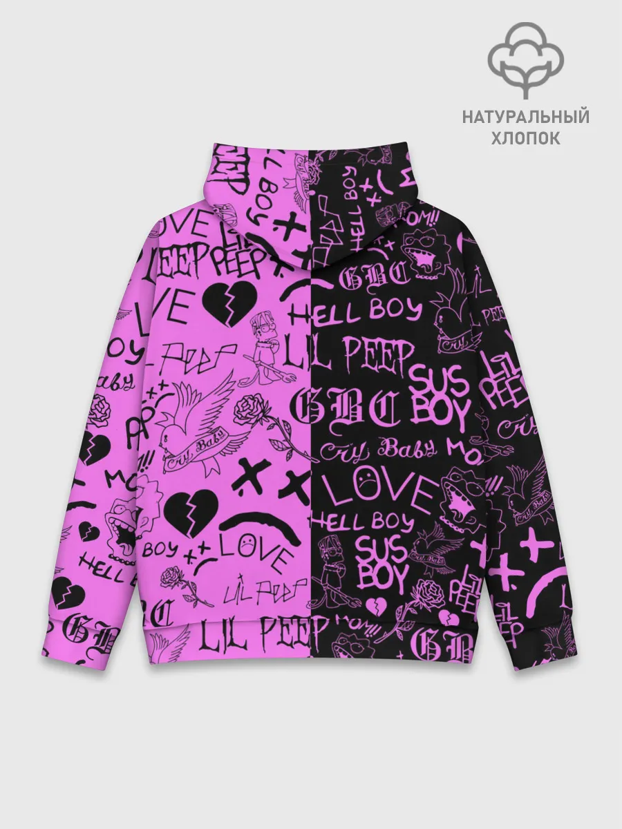 Худи мужской база хлопок / LIL PEEP LOGOBOMBING BLACK PINK