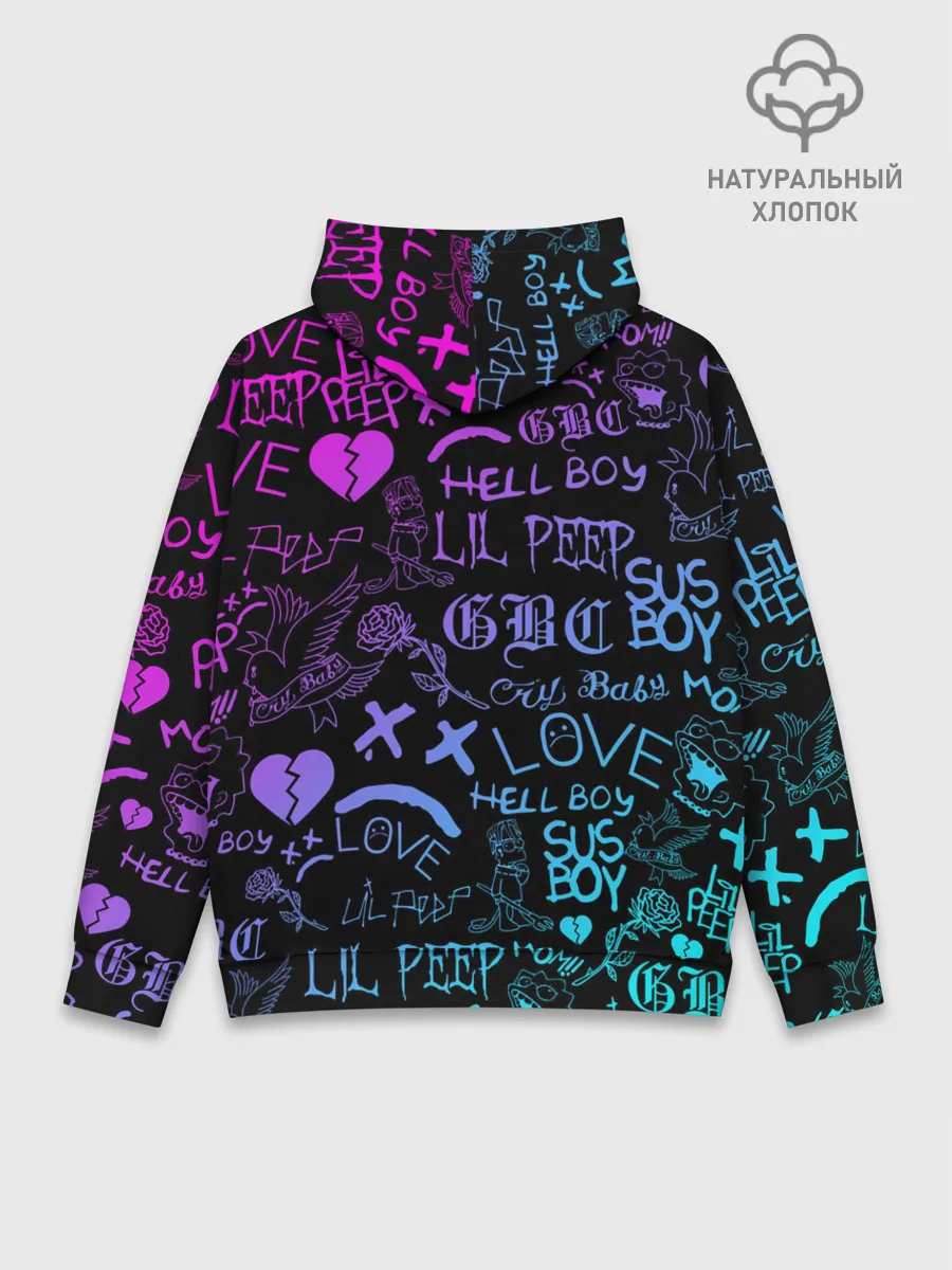 Худи мужской база хлопок / LIL PEEP NEON | ЛИЛ ПИП НЕОН
