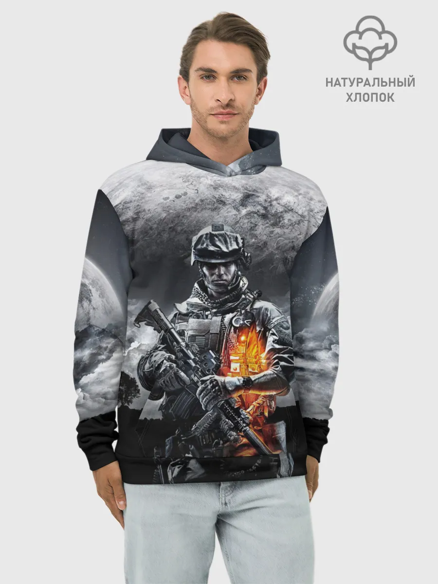 Худи мужской база хлопок / Battlefield
