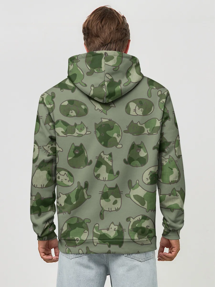 Худи мужской база хлопок / Камуфляж с котиками