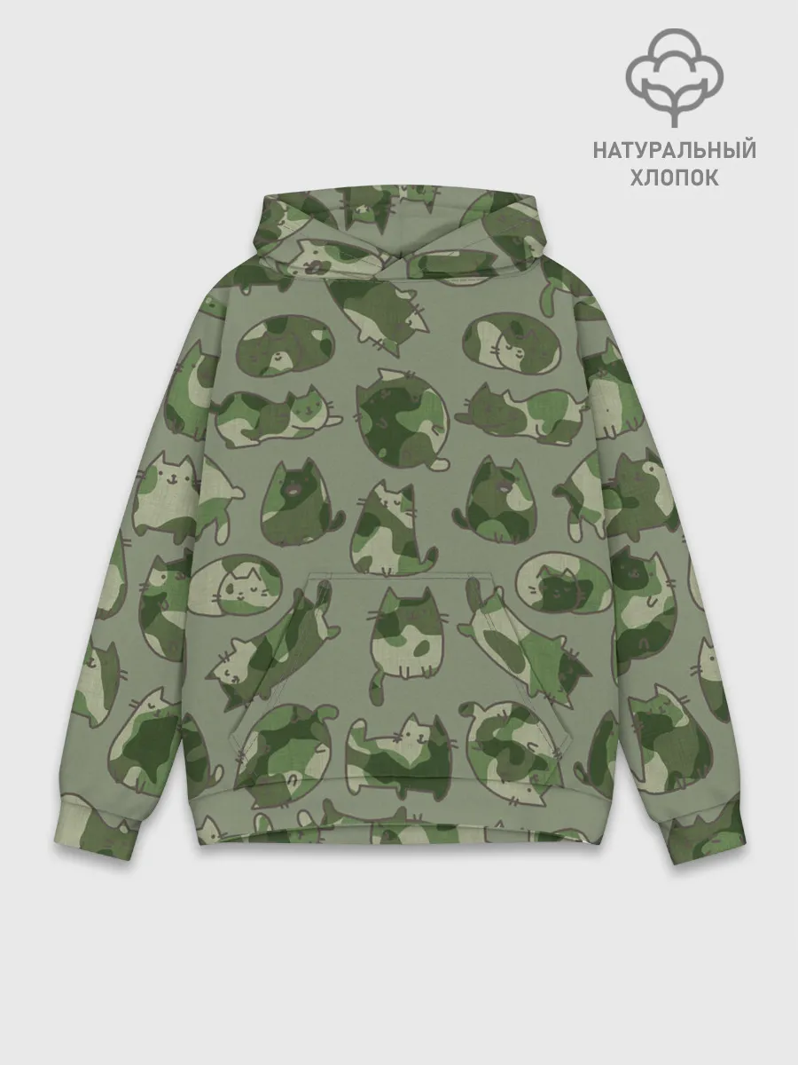 Худи мужской база хлопок / Камуфляж с котиками