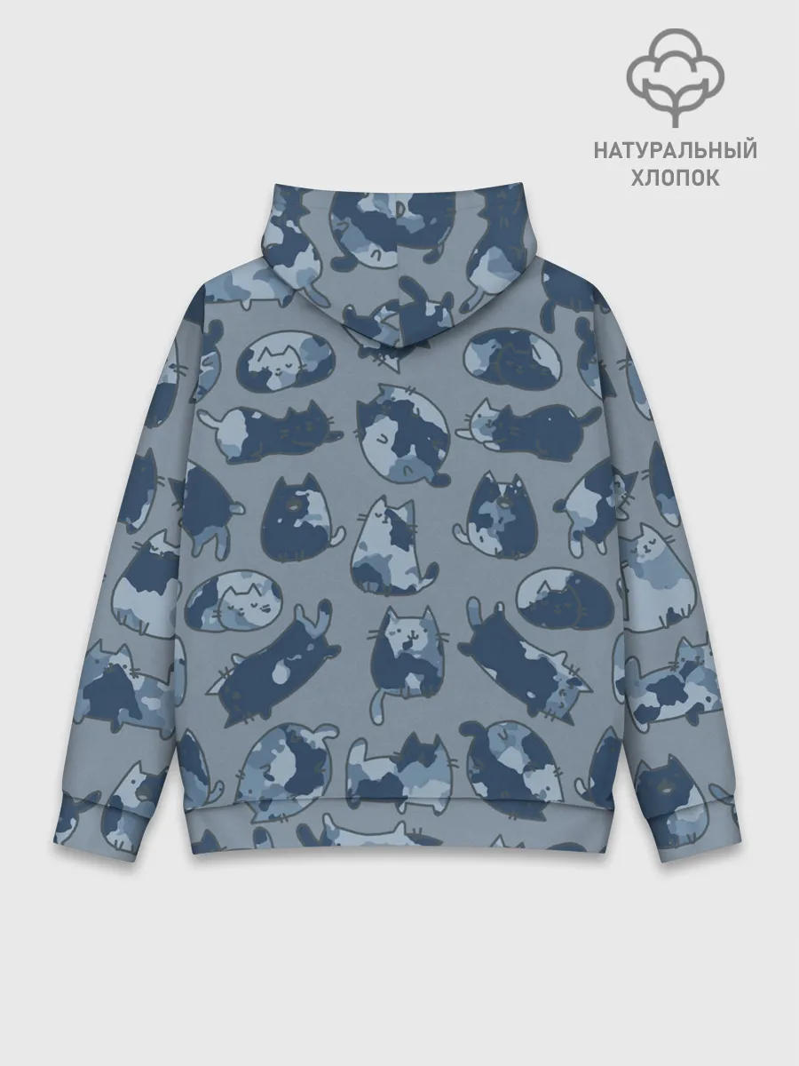 Худи мужской база хлопок / Камуфляж с котиками
