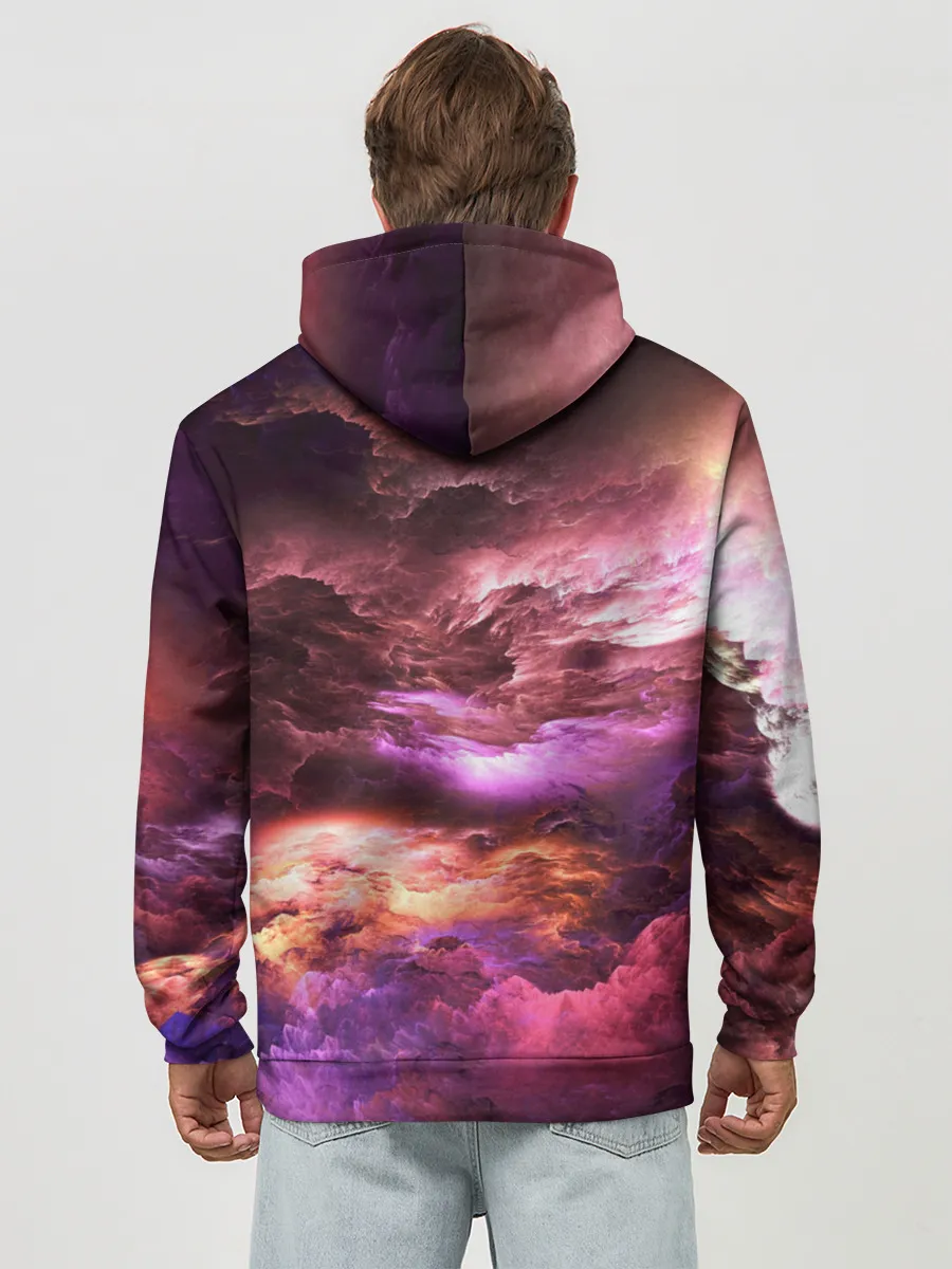 Худи мужской база хлопок / закат абстракция