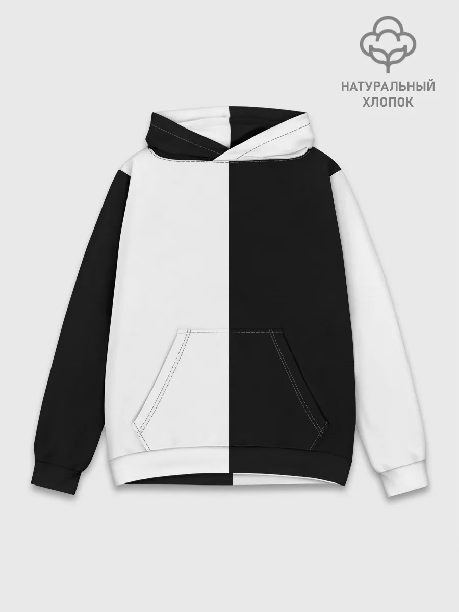 Худи мужской база хлопок / ПРОСТО ЧЁРНО-БЕЛЫЙ | Black and White