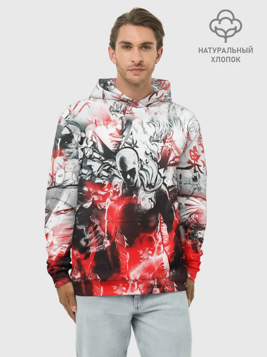 Худи мужской база хлопок / One-Punch Man Collage