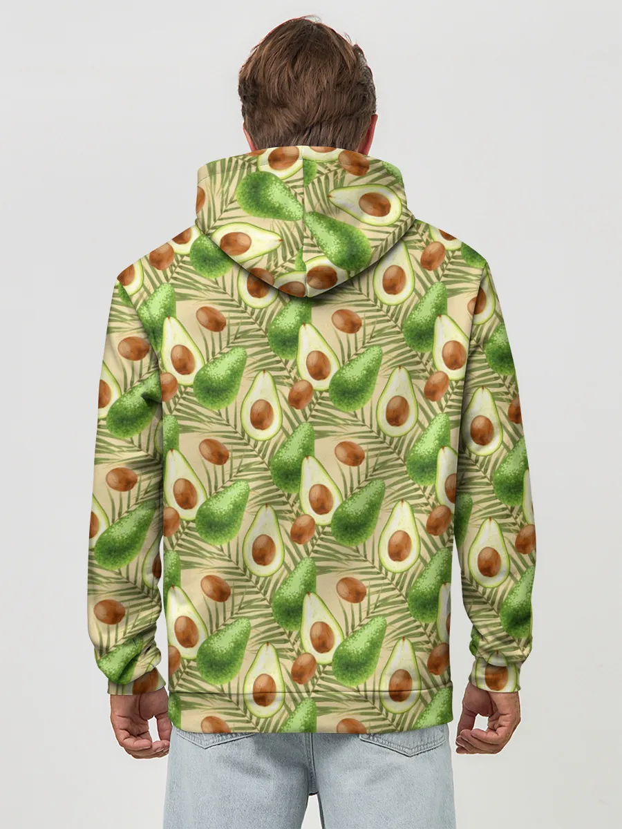 Худи мужской база хлопок / Веган Авокадо узор
