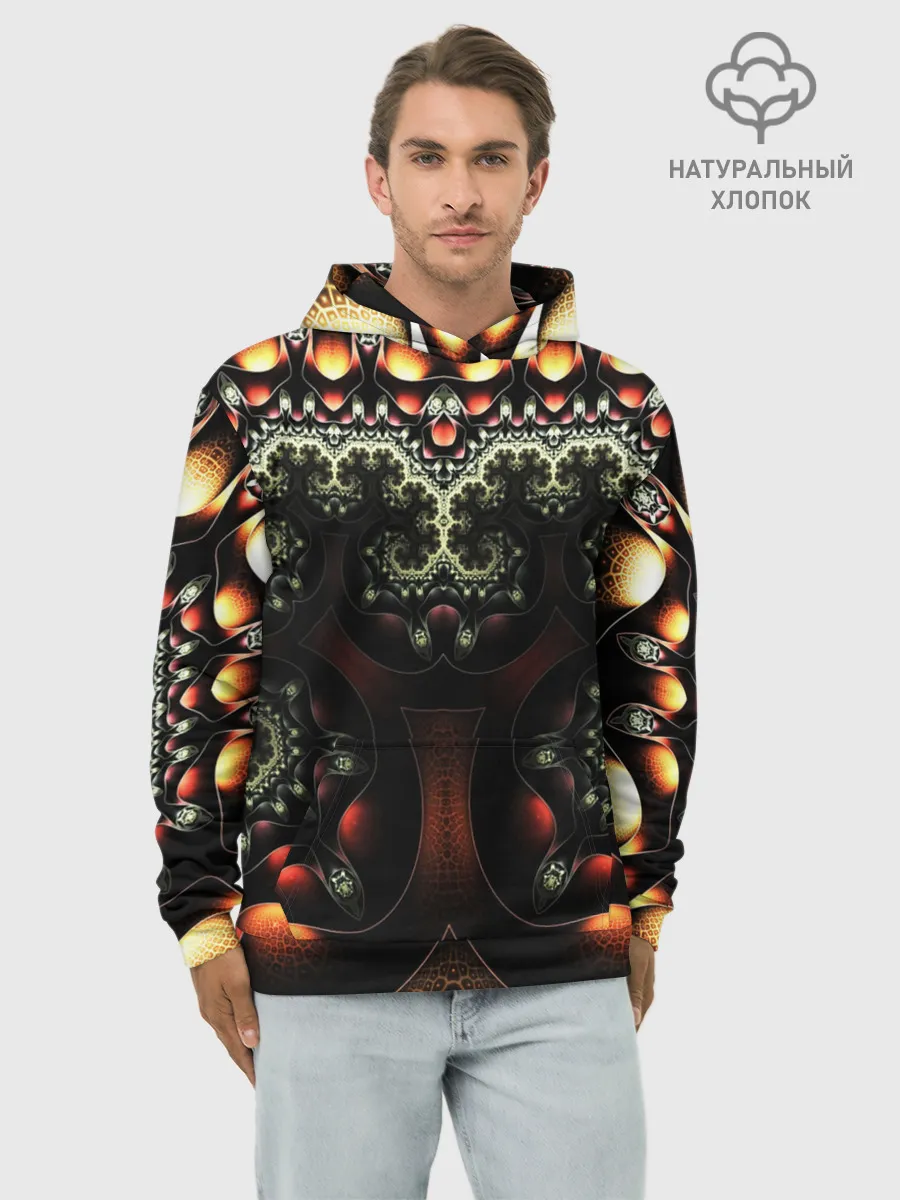 Худи мужской база хлопок / ФРАКТАЛЬНЫЙ ОПТИЧЕСКИЙ УЗОР