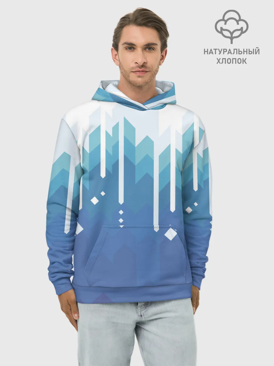 Худи мужской база хлопок / Пиксельные сливки