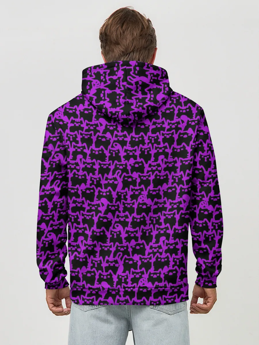 Худи мужской база хлопок / Неоновые коты