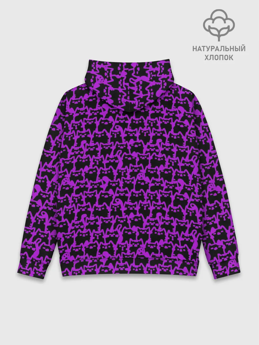 Худи мужской база хлопок / Неоновые коты