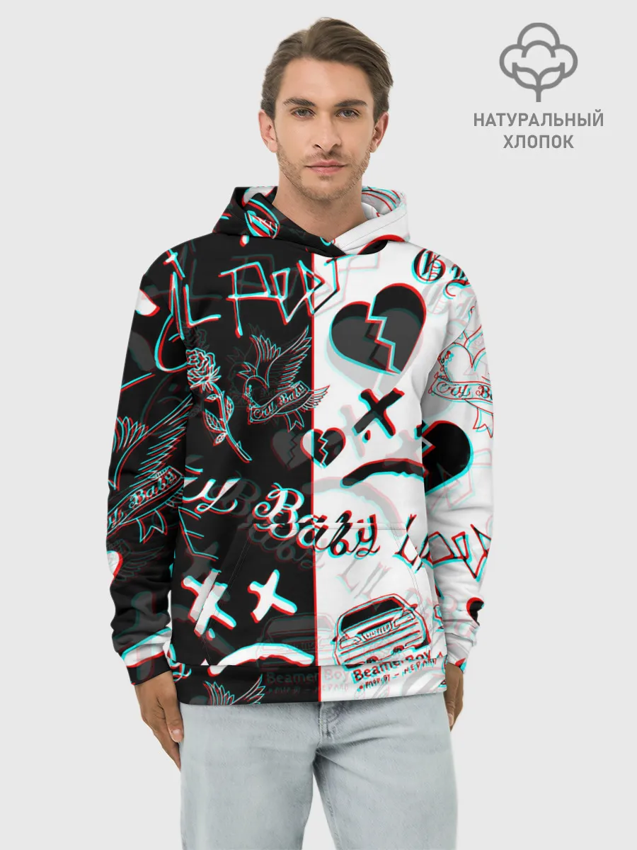 Худи мужской база хлопок / LIL PEEP GLITCH | ЛИЛ ПИП ГЛИТЧ