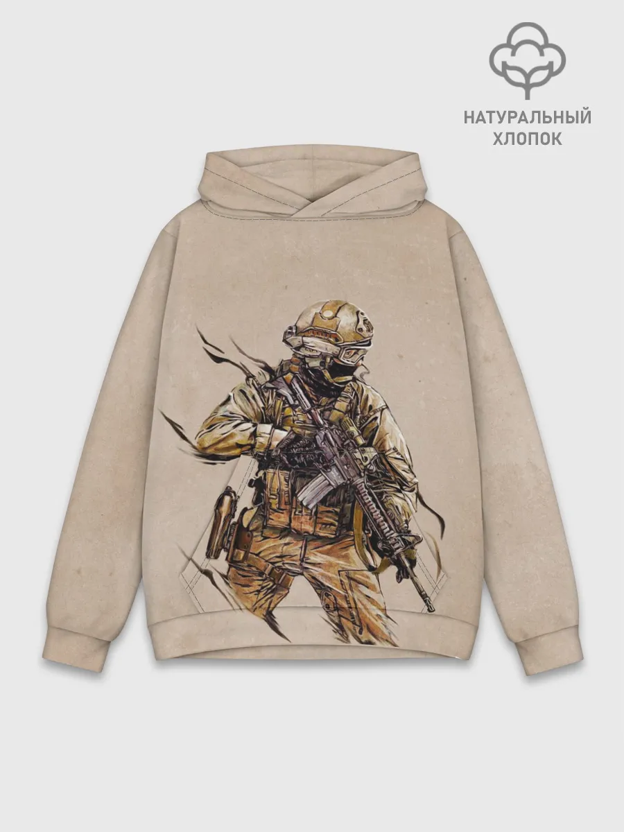 Худи мужской база хлопок / Военный