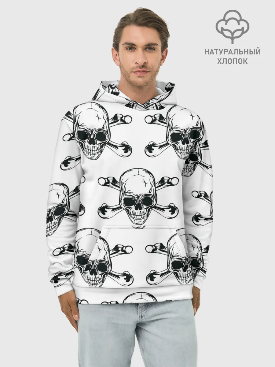 Худи мужской база хлопок / Череп и кости
