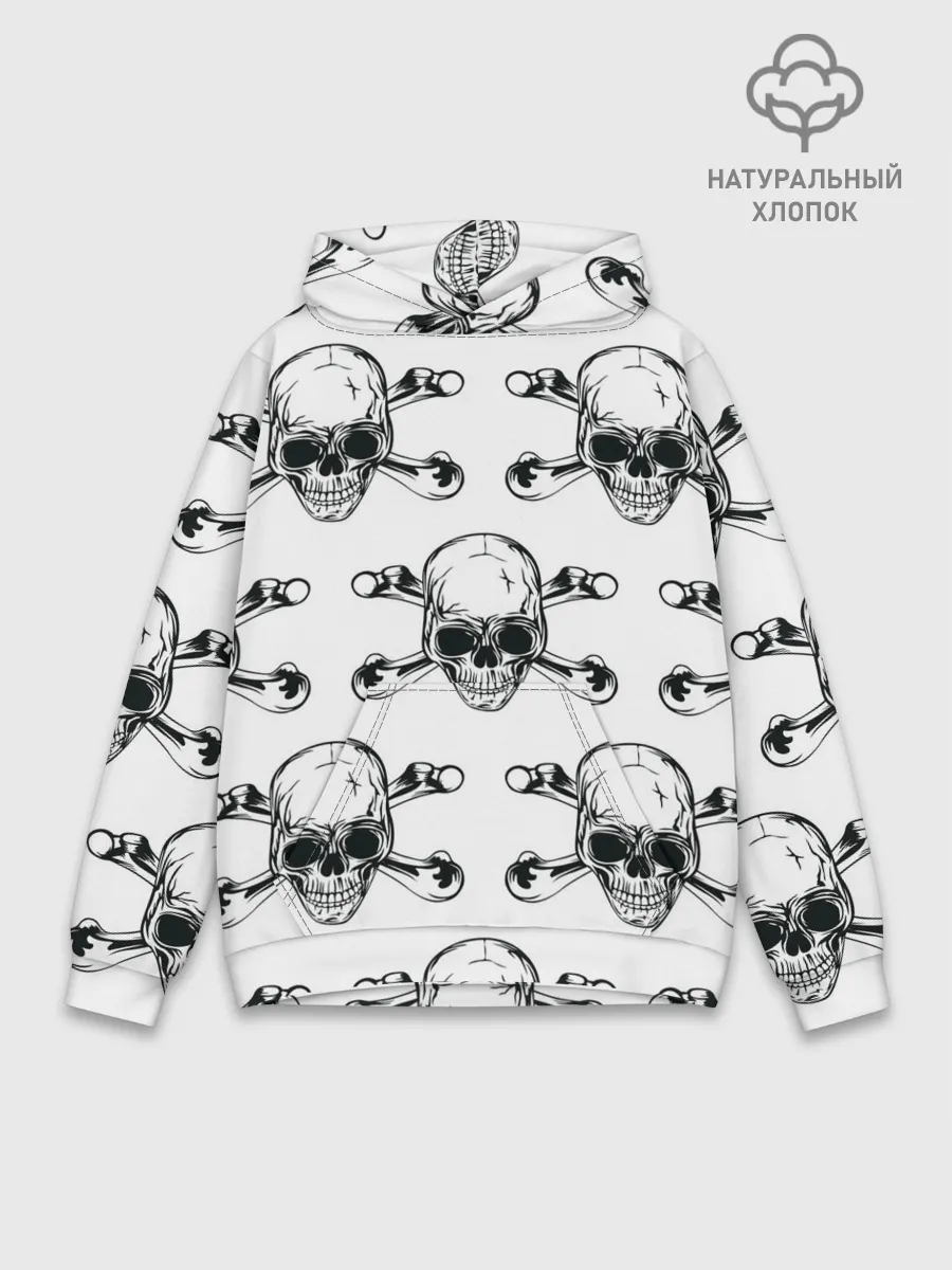 Худи мужской база хлопок / Череп и кости