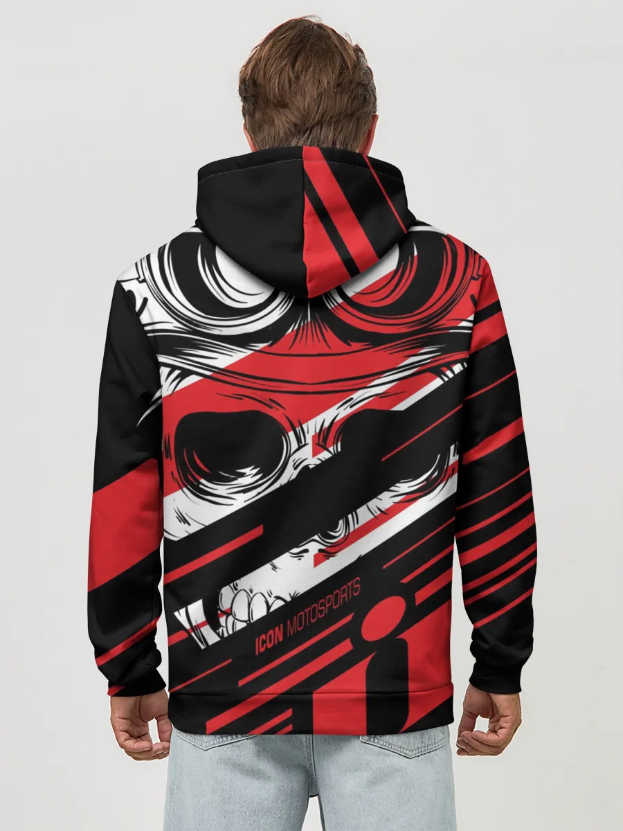 Худи мужской база хлопок / Череп Icon красный