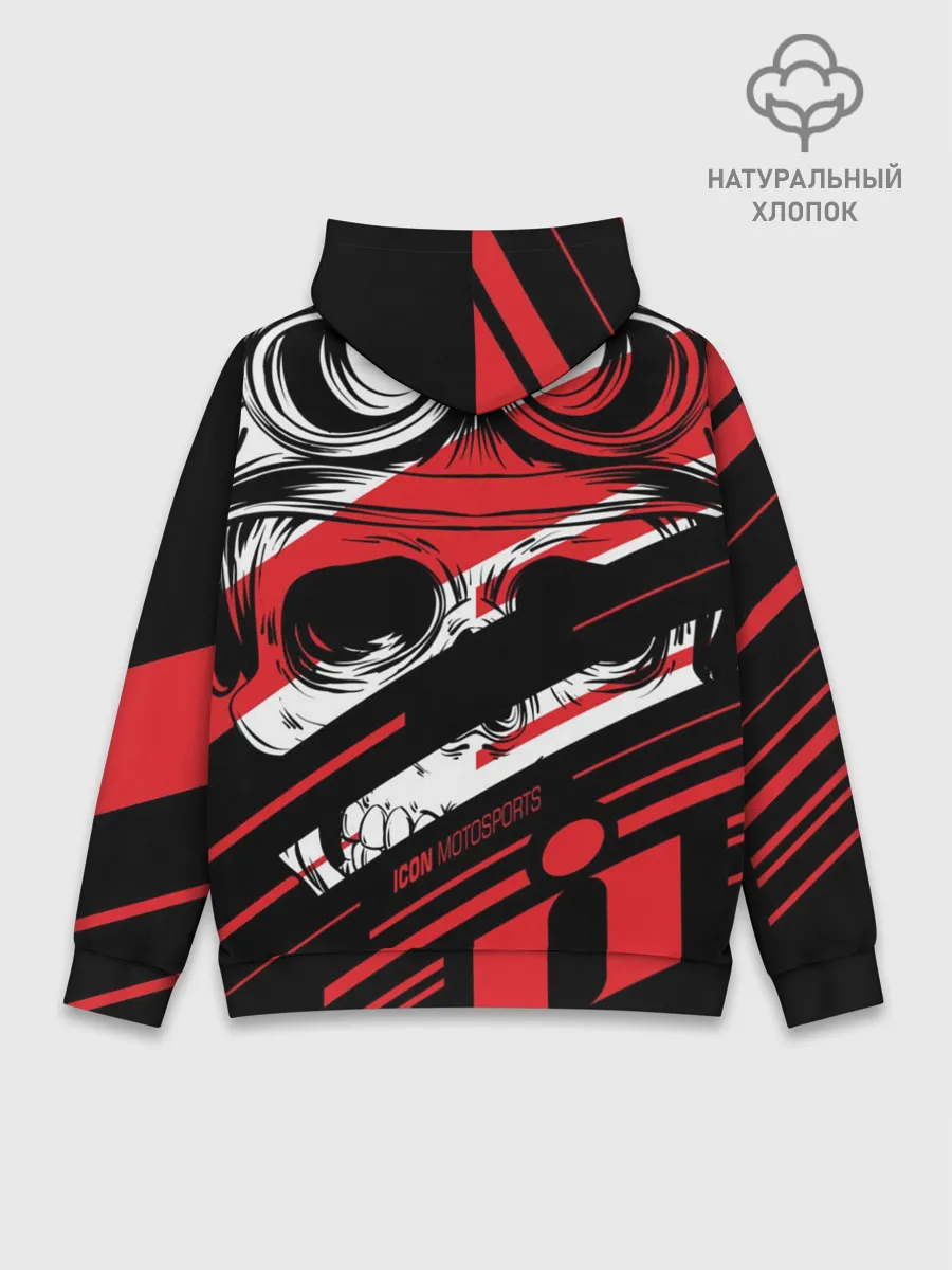 Худи мужской база хлопок / Череп Icon красный