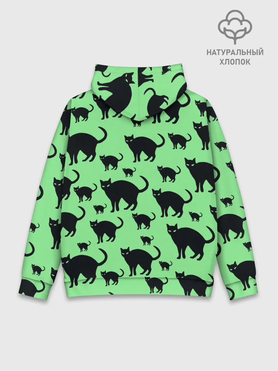 Худи мужской база хлопок / Кошки черные