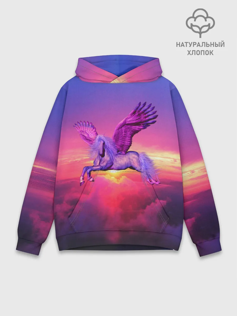 Худи мужской база хлопок / Dusk Sky Horse