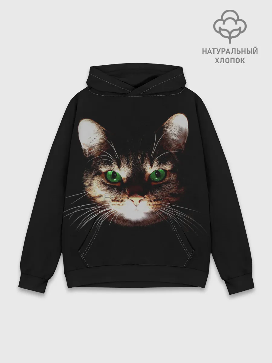 Худи мужской база хлопок / Зеленоглазый кот