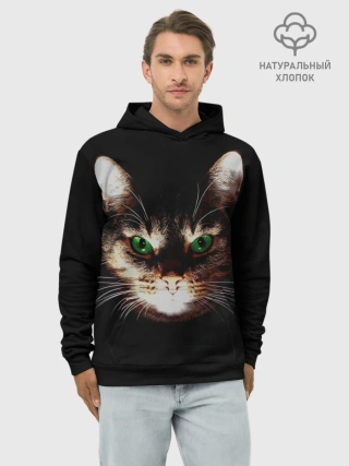 Худи мужской база хлопок / Зеленоглазый кот
