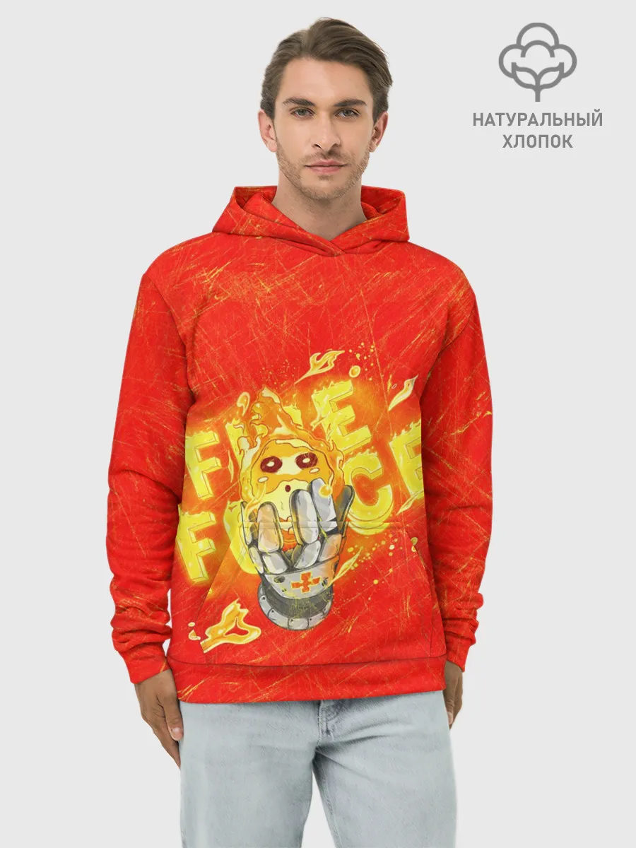 Худи мужской база хлопок / пламенная бригада пожарных красный фон