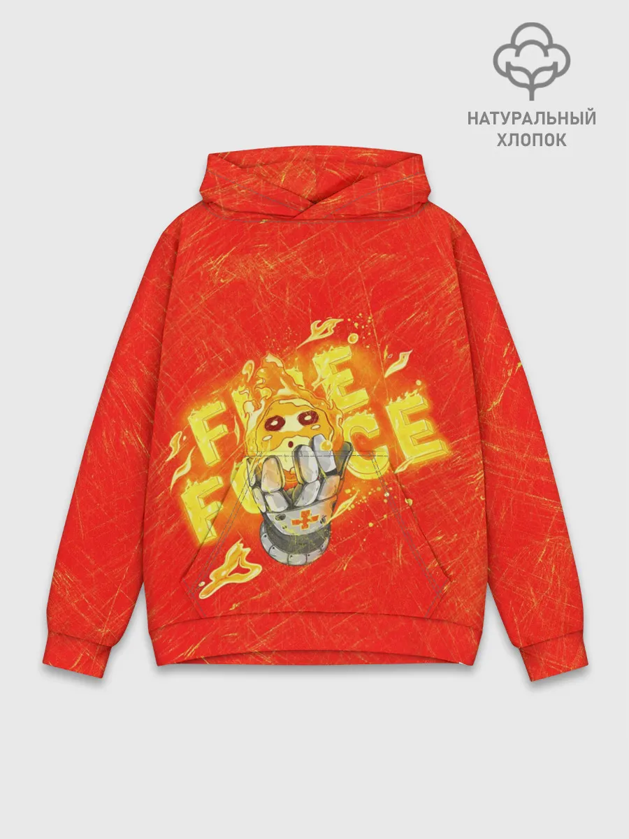 Худи мужской база хлопок / пламенная бригада пожарных красный фон