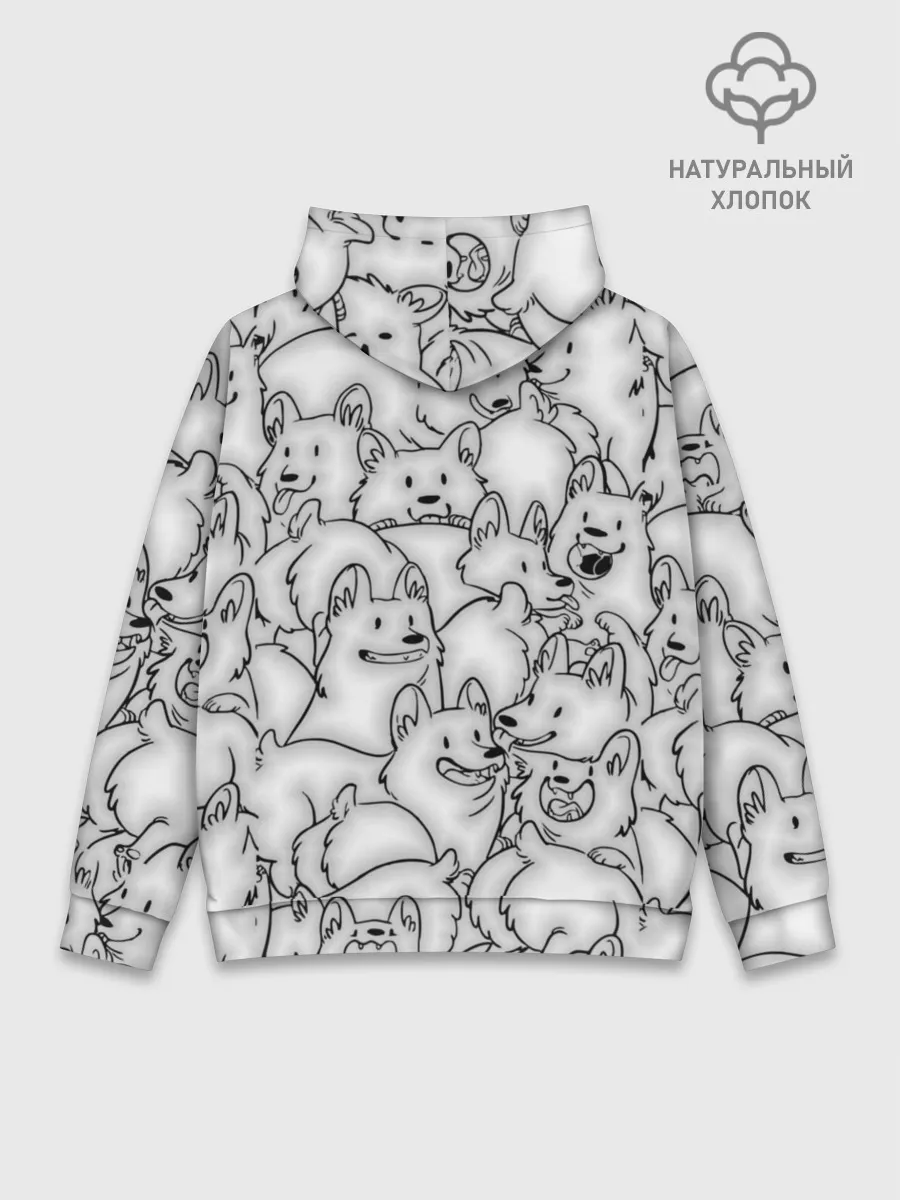 Худи мужской база хлопок / Корги ЧБ