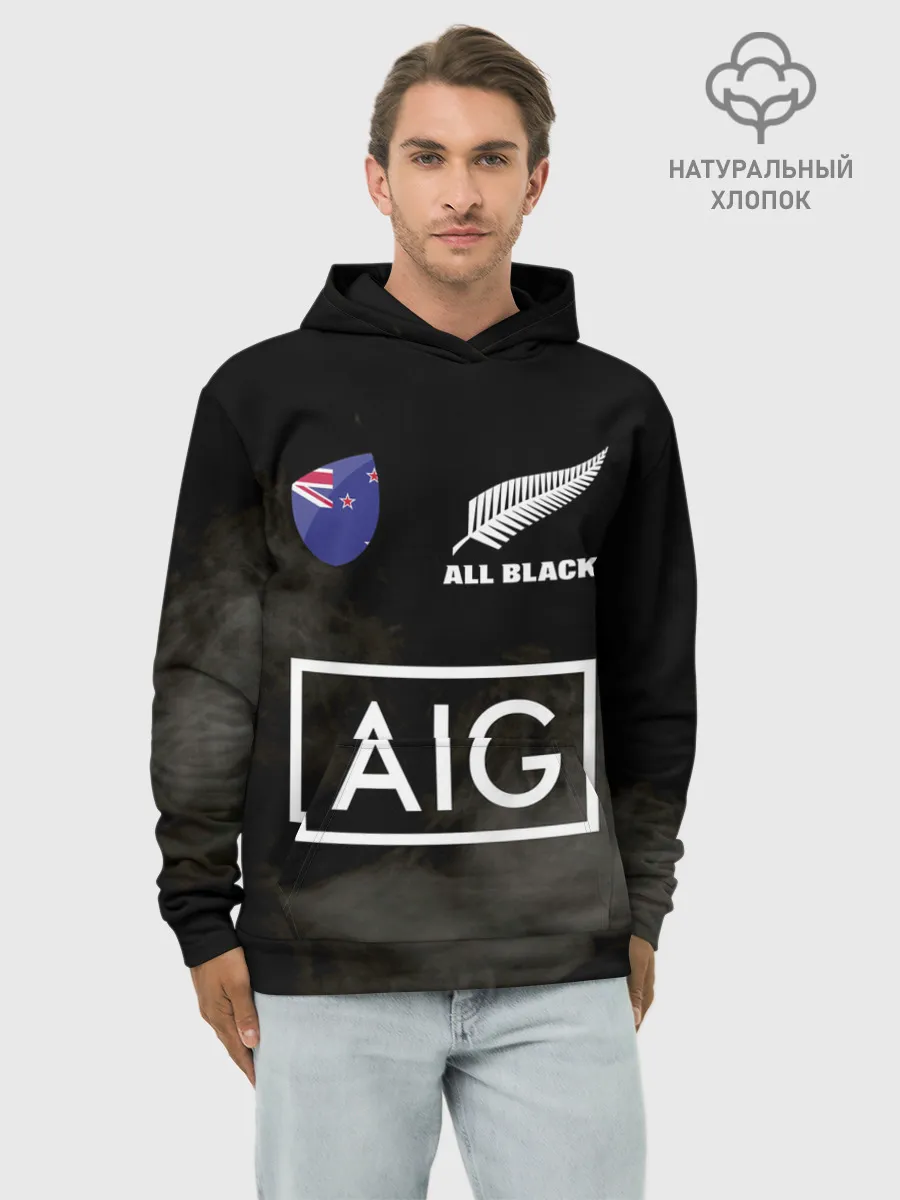 Худи мужской база хлопок / ALL BLACKS