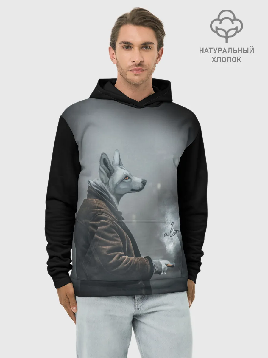 Худи мужской база хлопок / Одинокий волк