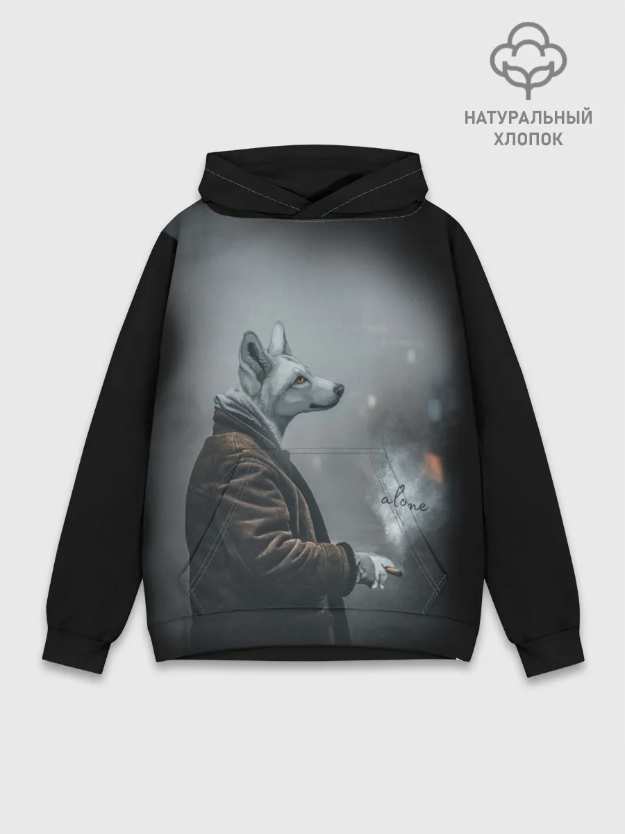 Худи мужской база хлопок / Одинокий волк