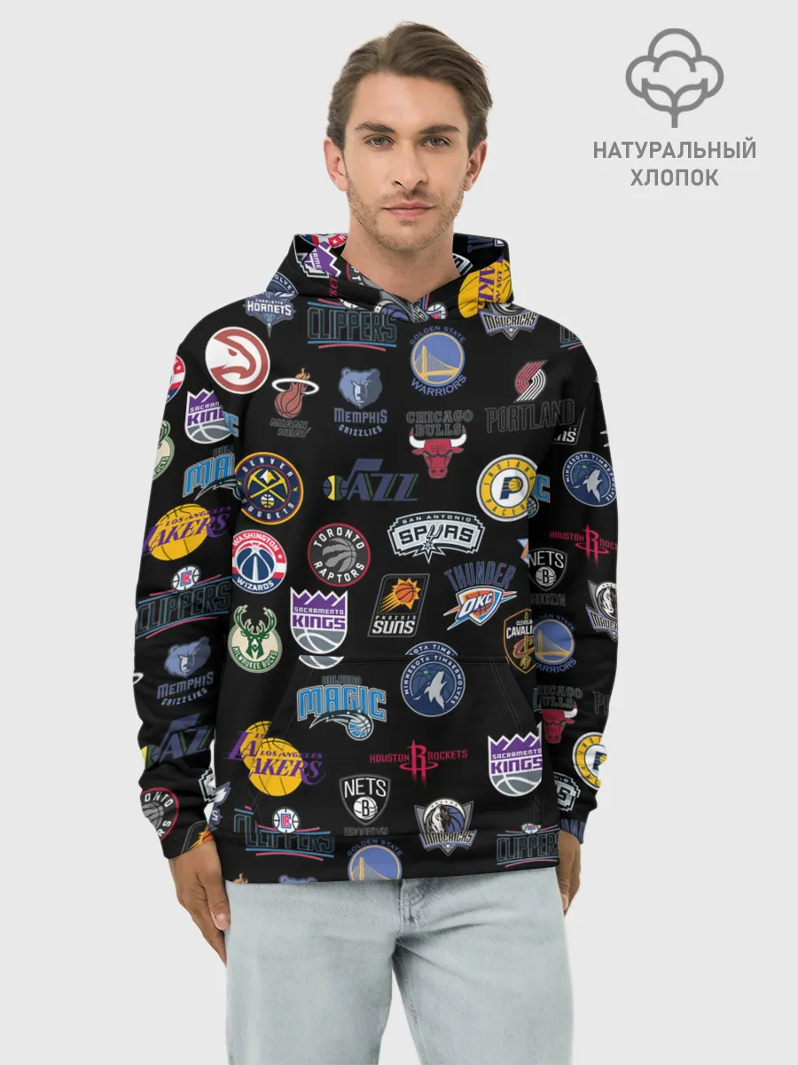 Худи мужской база хлопок / NBA Pattern | НБА Паттерн