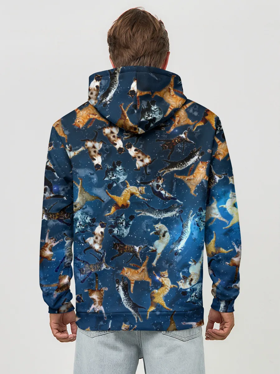 Худи мужской база хлопок / Космические коты