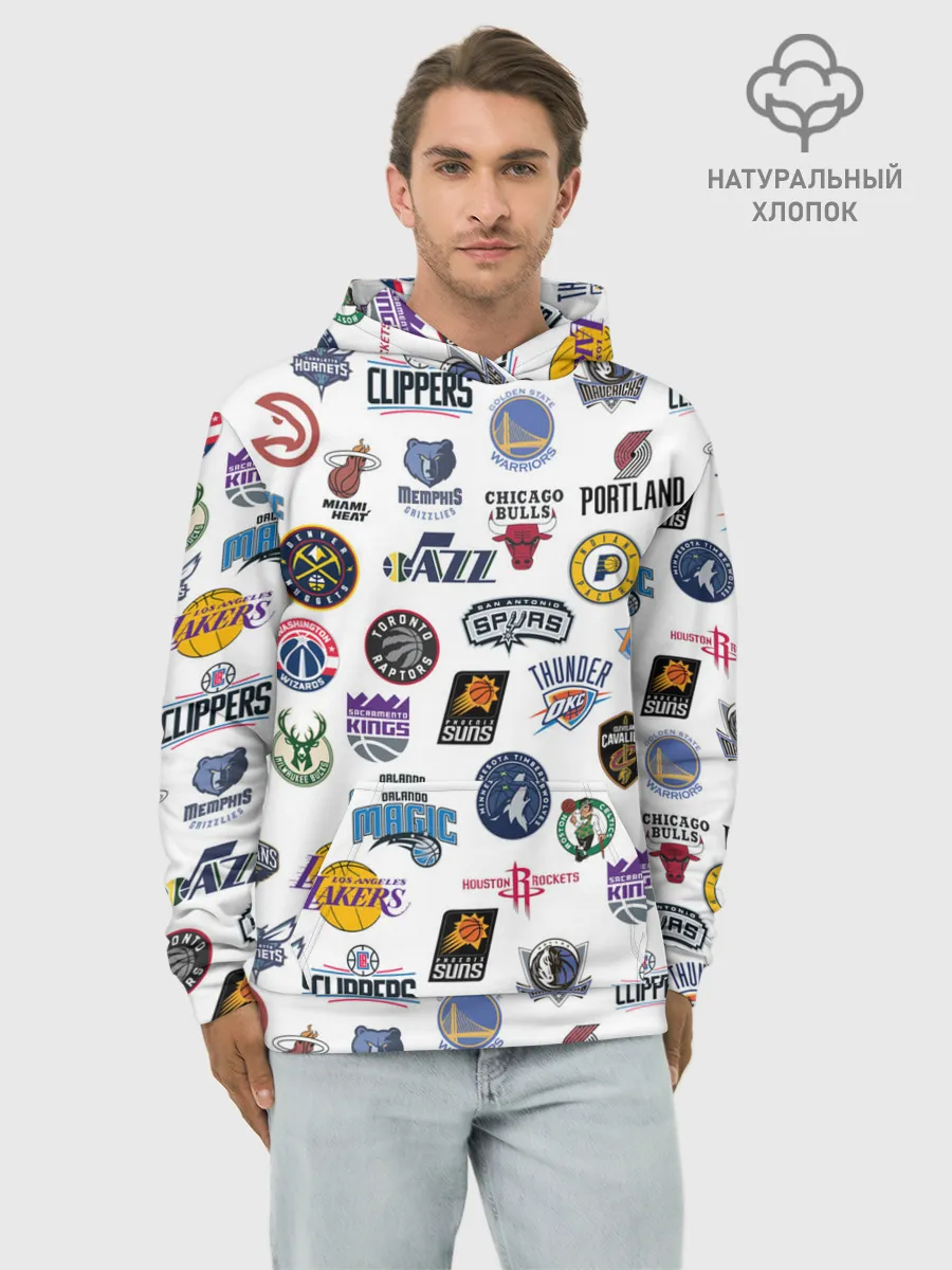 Худи мужской база хлопок / NBA Pattern | НБА Паттерн