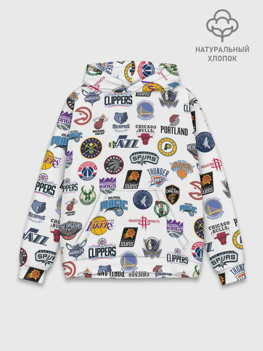 Худи мужской база хлопок / NBA Pattern | НБА Паттерн