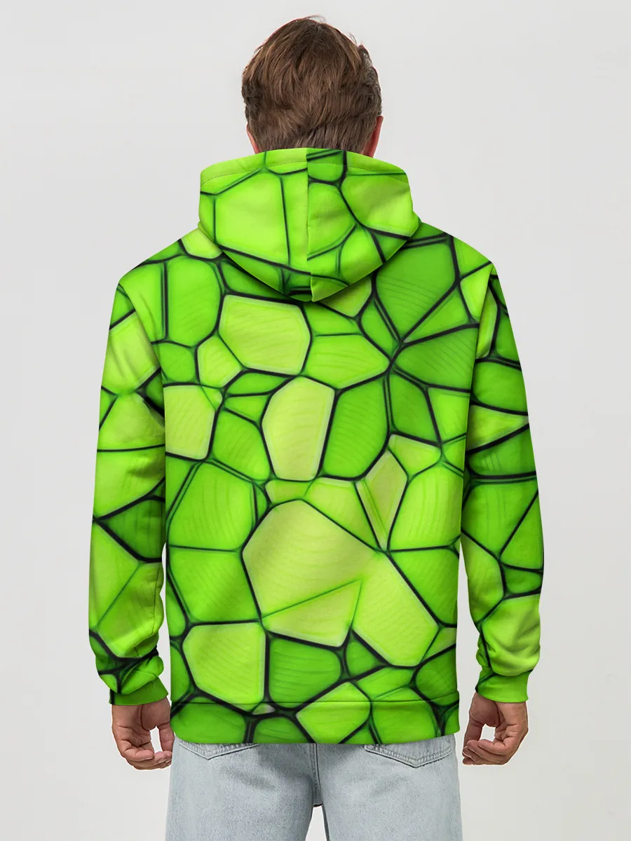 Худи мужской база хлопок / Зеленая мозаика