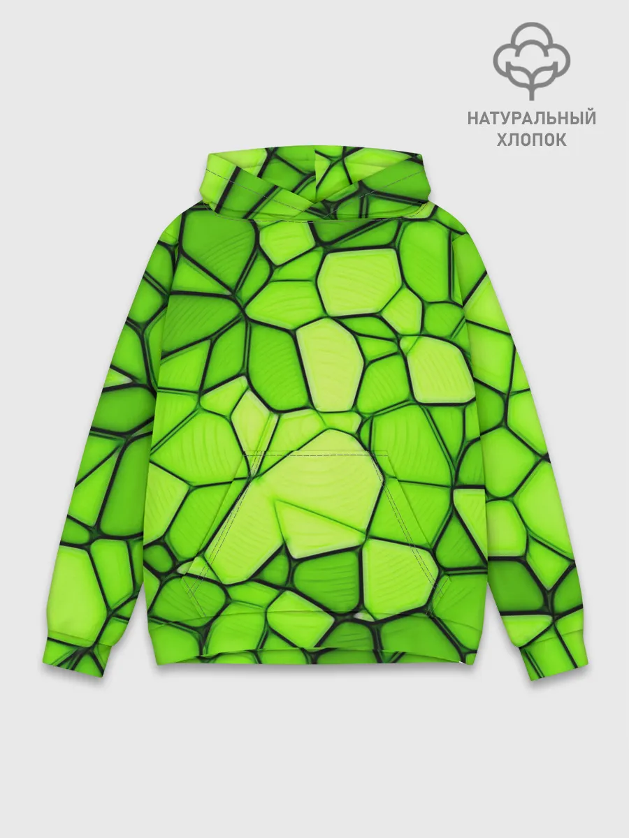 Худи мужской база хлопок / Зеленая мозаика