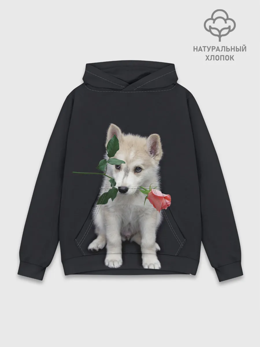 Худи мужской база хлопок / Щенок в подарок
